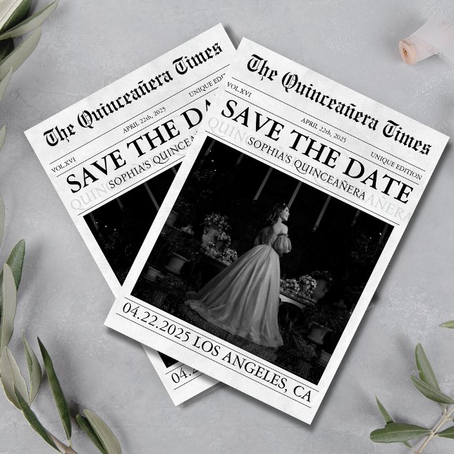 Invitación Foto del periódico moderno quinceañera salva la fe (Subido por el creador)