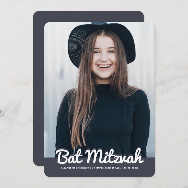 Invitación Foto del Personalizado moderno Bat Mitzvah (Anverso / Reverso)
