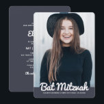 Invitación Foto del Personalizado moderno Bat Mitzvah<br><div class="desc">Este diseño está compuesto por un guion cursivo juguetón contrarrestado por una simple tipografía de san serif. Este diseño es moderno y sencillo. Agregar imagen de foto.

Disponible aquí:http://www.zazzle.com/store/selectpartysupplies</div>