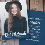 Invitación Foto del Personalizado moderno Bat Mitzvah<br><div class="desc">Este diseño está compuesto por un guión cursivo juguetón contrarrestado por una simple tipografía san serif. El diseño es moderno y sencillo. Añadir imagen de foto. Disponible aquí: http://www.zazzle.com/store/selectpartysupplies</div>