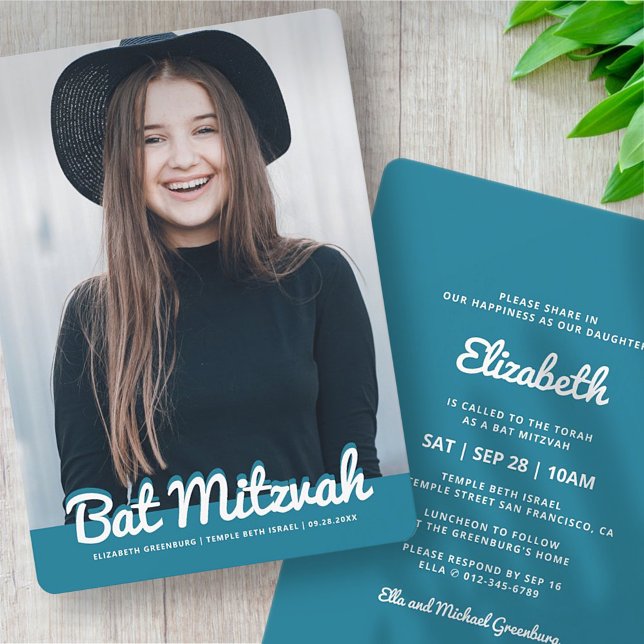 Invitación Foto del Personalizado moderno Bat Mitzvah (Subido por el creador)