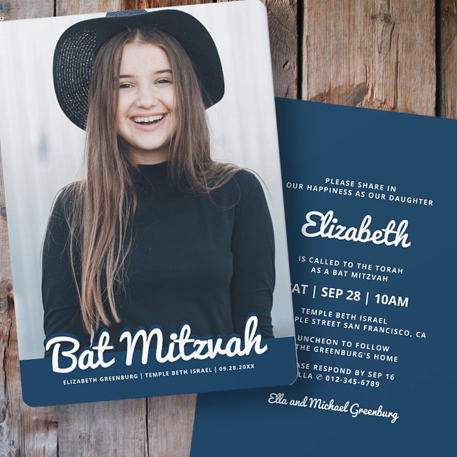 Invitación Foto del Personalizado moderno Bat Mitzvah (Subido por el creador)