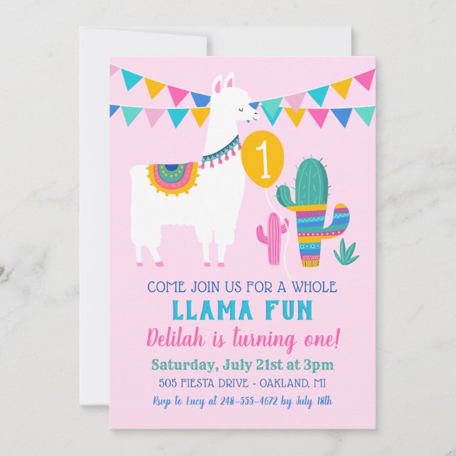 Invitación Foto del primer Chica del partido de cumpleaños de (Anverso)
