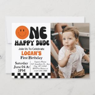 Invitación Foto del primer cumpleaños de One Happy Dude Boy