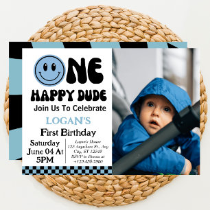 Invitación Foto del primer cumpleaños de One Happy Dude Boy