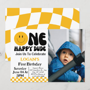 Invitación Foto del primer cumpleaños de un niño feliz