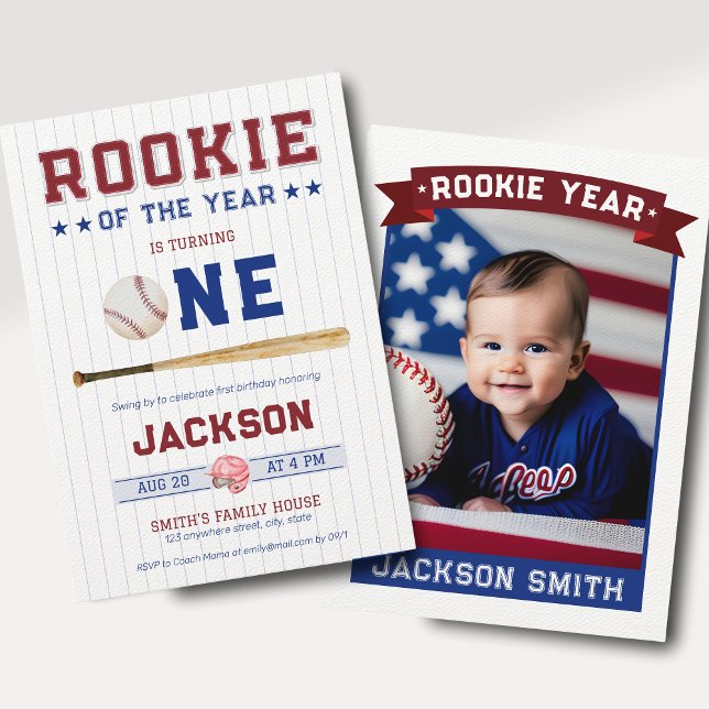 Invitación Foto del primer cumpleaños del beisbol Rookie del  (Subido por el creador)