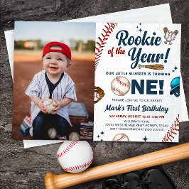 Invitación Foto del primer cumpleaños del beisbol Rookie del