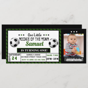 Invitación Foto del primer cumpleaños del novato en el fútbol