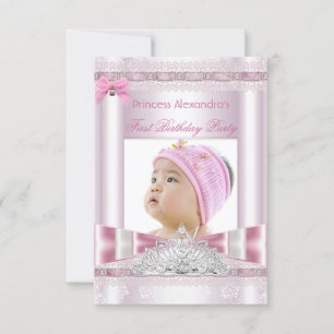 Invitación Foto del primer cumpleaños del pequeño Chica Princ