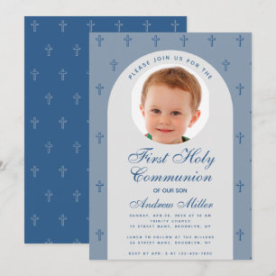 Invitación Foto del primer niño de la comunidad Dusty Blue Ar