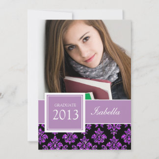INVITACIÓN FOTO DEL PURPURINA DAMASK GRAD GIRPLE