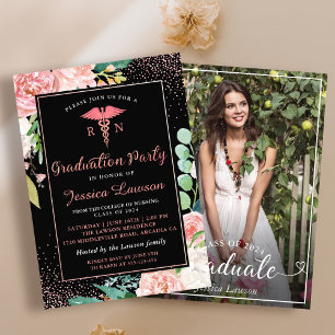 Invitación Foto del Rosa del partido de graduación de Enferme
