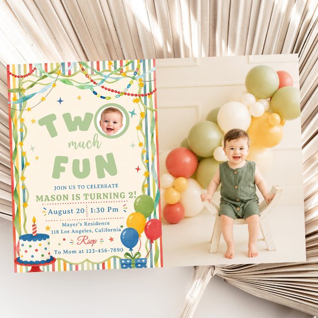 Invitación Foto del segundo cumpleaños de Two Much Fun (Subido por el creador)