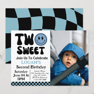 Invitación Foto del segundo cumpleaños de Two Sweet Boy