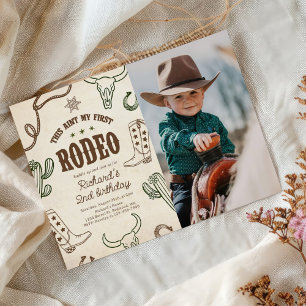Invitación Foto del segundo cumpleaños de Western Rodeo