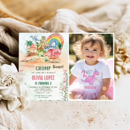 Invitación Foto del segundo Fiesta de cumpleaños de Dinosaur