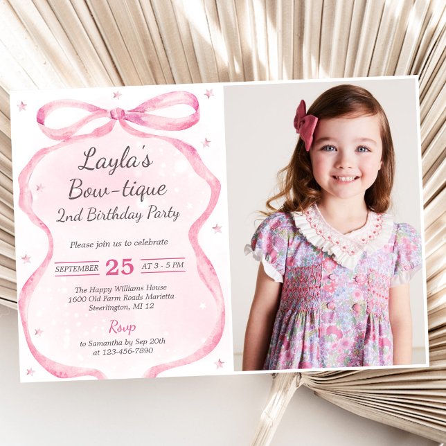 Invitación Foto del segundo Fiesta de cumpleaños de Pink Bow  (Subido por el creador)