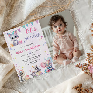 Invitación Foto del segundo Fiesta de cumpleaños de un gato k