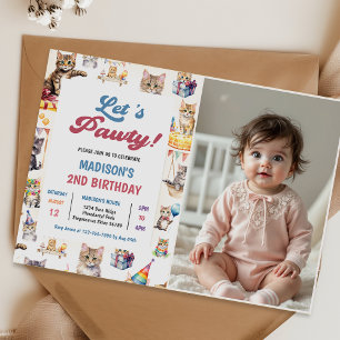 Invitación Foto del segundo Fiesta de cumpleaños de un gato k