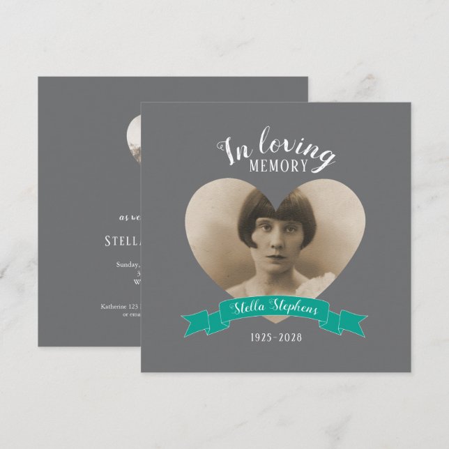 Invitación Foto del servicio conmemorativo de las invitacione (Anverso / Reverso)