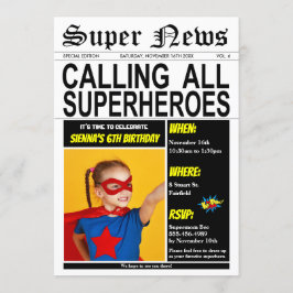 Invitación Foto del super héroe Chica del partido de cumpleañ