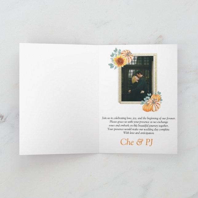 Invitación Foto del tema de la boda de otoño (Interior)