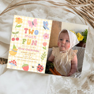 Invitación Foto divertida de cumpleaños de 2 años de niña con