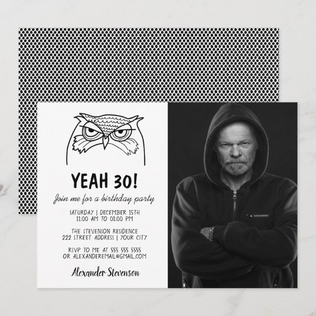 Invitación Foto divertida de cumpleaños número 30 (Anverso / Reverso)