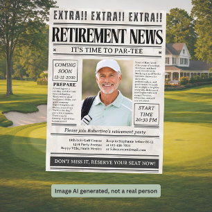 Invitación Foto divertida de periódico de golf para hombre en