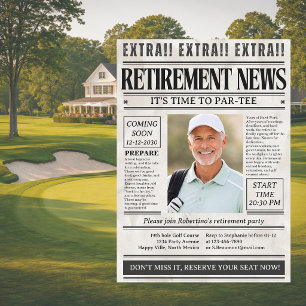 Invitación Foto divertida de periódico de golf para hombre en