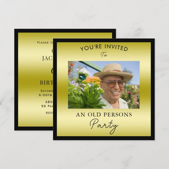 Invitación Foto divertida "Personas Mayores" Cumpleaños 65 (Anverso / Reverso)
