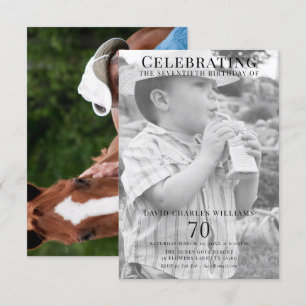 Invitación Foto doble joven/vieja 70 cumpleaños