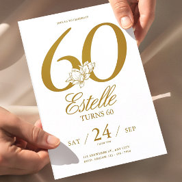 Invitación Foto dorada para guardar la fecha del 60 cumpleaño