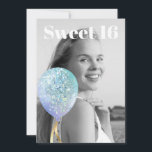 Invitación *~* FOTO Dulce 16 Globo arcoiris AP29 Cumpleaños<br><div class="desc">(busque en AP29 diseños similares en varios productos) (Este diseño puede ser adaptado fácilmente a CUALQUIER EDAD o EVENTO )). Si necesita ayuda. *~* Invitación de cumpleaños 16 a la compañía Energy Enhanced SWEET. Cambiar / Editar el texto y la FOTO del dulce Chica de cumpleaños 16. Resumen Artsy Girly...</div>