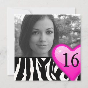 Invitación foto dulce de cebra dieciséis
