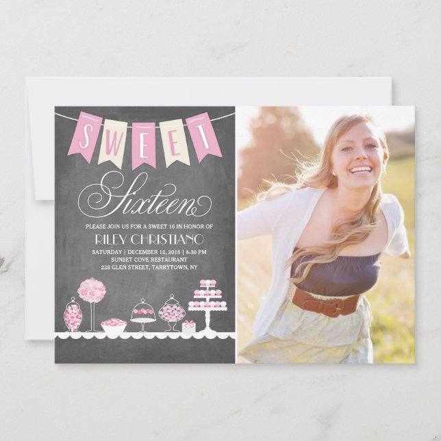Invitación Foto dulce de dieciséis | Cumpleaños (Anverso)