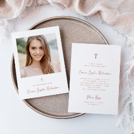 Invitación Foto dulce y simple | Confirmación cruzada de oro 