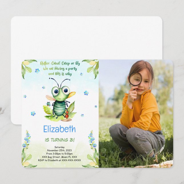 Invitación Foto editable de cumpleaños de fallos (Anverso / Reverso)