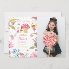 Invitación Foto editable de cumpleaños de Golden Fairy