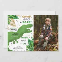 Invitación Foto editable de la fiesta de cumpleaños de Dinosa