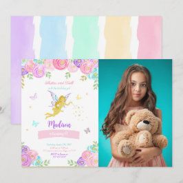 Invitación Foto editable de la fiesta de cumpleaños de hadas