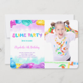 Invitación Foto editable de la fiesta de cumpleaños de Slime
