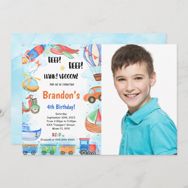 Invitación Foto editable de la fiesta de cumpleaños del trans (Anverso / Reverso)