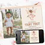 Invitación Foto editable Rubor Pink Fairy First Birthday<br><div class="desc">Celebra el mágico hito de tu bebé con la invitación editable Rubor Pink Fairy First Birthday. Diseñado con delicados tonos rosas y extravagantes elementos de un jardín de hadas, esta invitación captura perfectamente el encanto de un bosque encantado. Con un espacio para fotos en personalizable, te permite mostrar la sonrisa...</div>