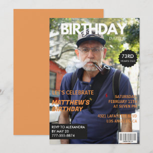 Invitación Foto editorial de revista divertida cumpleaños 73