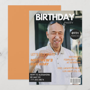 Invitación Foto editorial de revista divertida cumpleaños 89