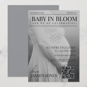 Invitación Foto editorial en blanco y negro única para Baby S
