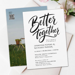 Invitación Foto elegante de boda en negro con la leyenda 'Mej
