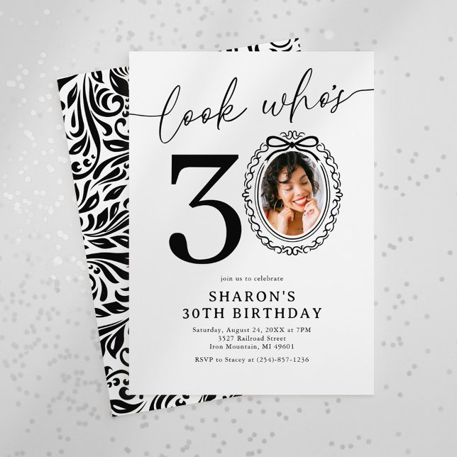 Invitación Foto elegante de cumpleaños 30 (Subido por el creador)